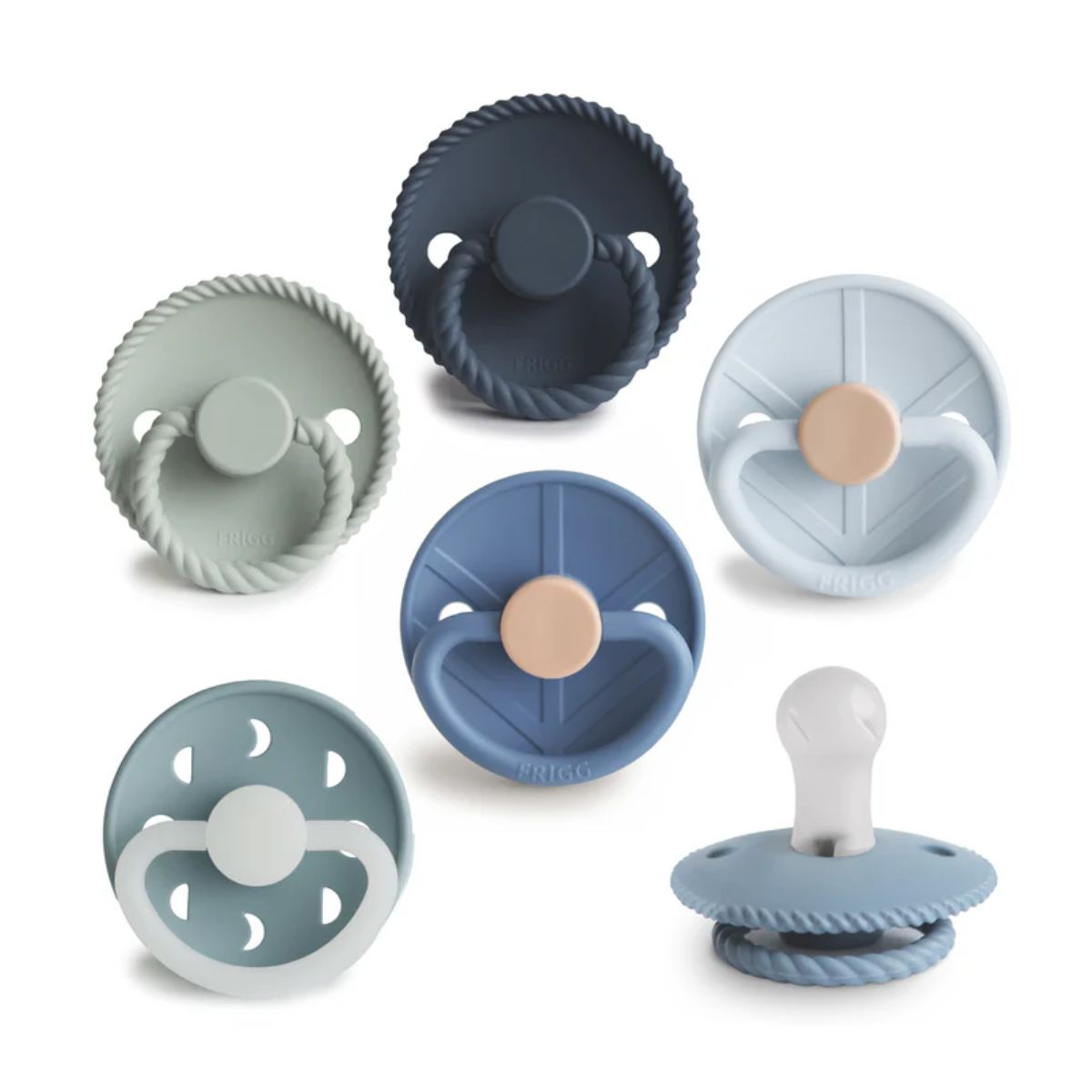 Mushie FRIGG Endless Sea Silicone Rubber Pacifier 6 Pack - 0-6M
