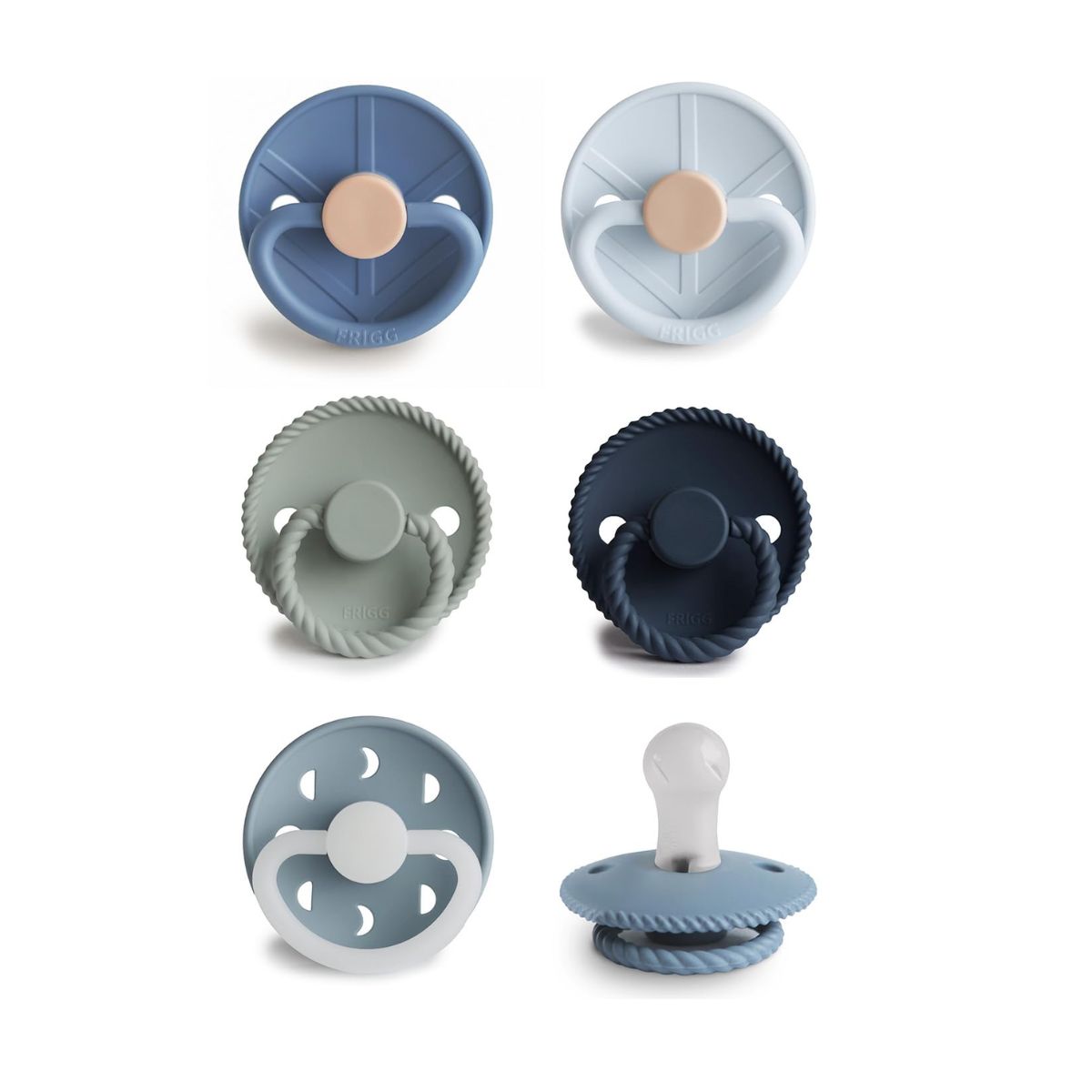 Mushie FRIGG Endless Sea Silicone Rubber Pacifier 6 Pack - 0-6M
