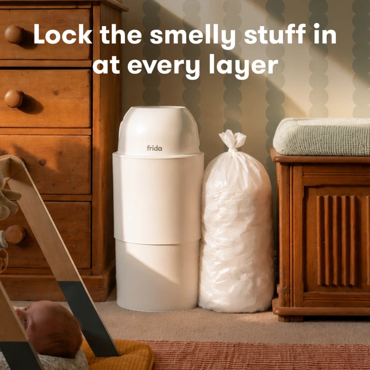 Fridababy Odor-Blocking Diaper Pail on Luna Baby Store Miami