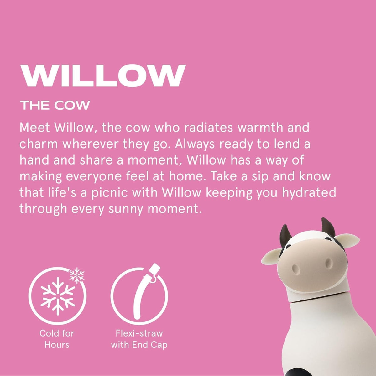 Asobu - Stainless Steel Bottle Silicone Head Cow