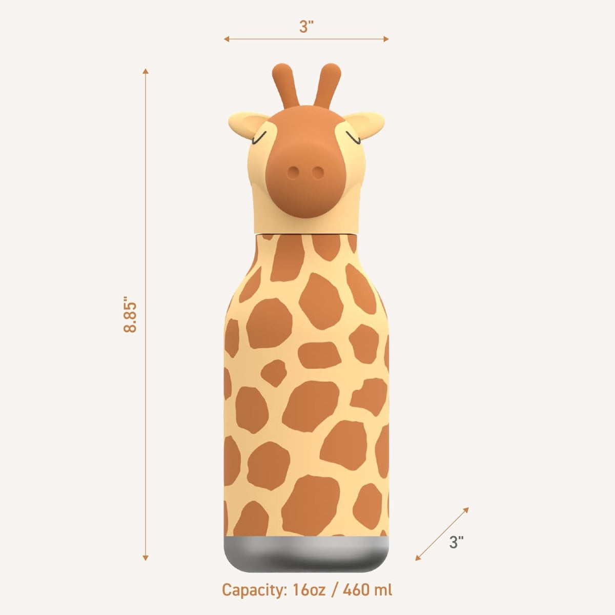 Asobu - Stainless Steel Bottle Silicone Head Giraffe
