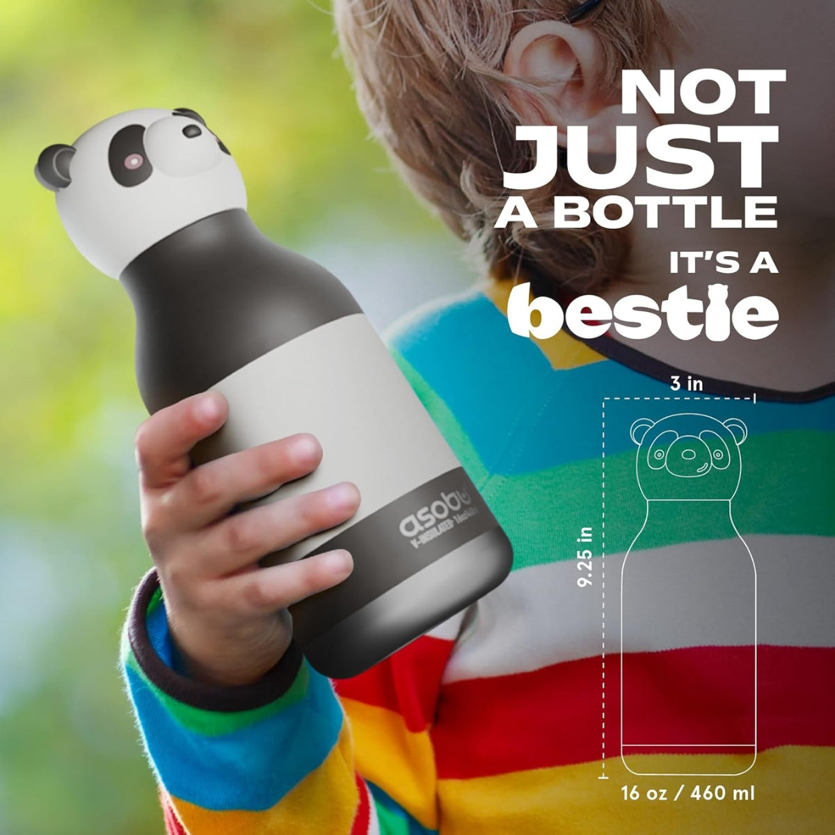 Asobu - Stainless Steel Bottle Silicone Head Panda