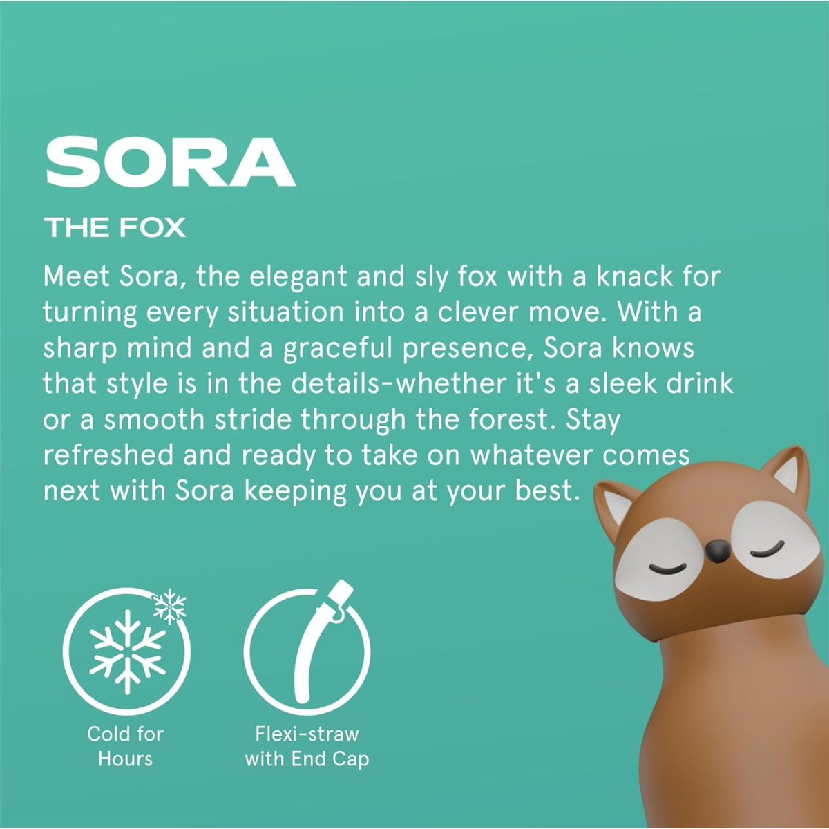 Asobu - Stainless Steel Bottle Silicone Head Fox