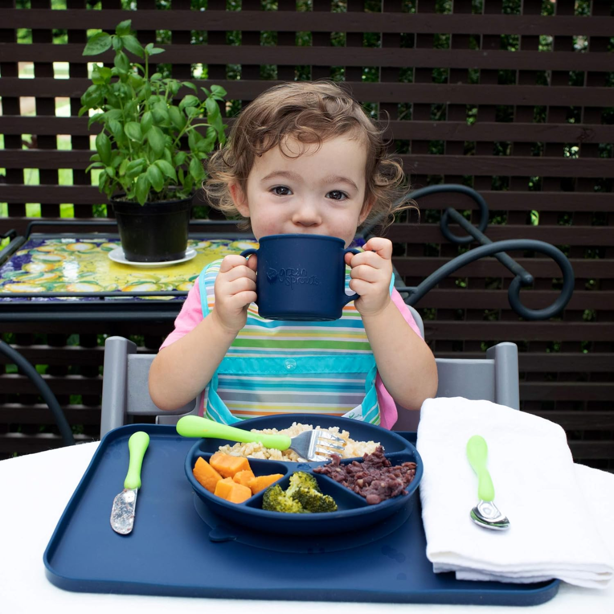 Green Sprouts Learning Cup Made From Silicone - Navy