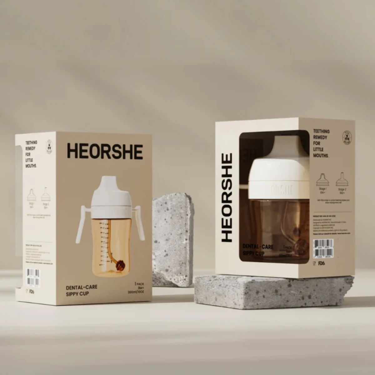 Copo de Treinamento Infantil com Canudo HEORSHE 210ML 6M+ White on Luna Baby Store Miami