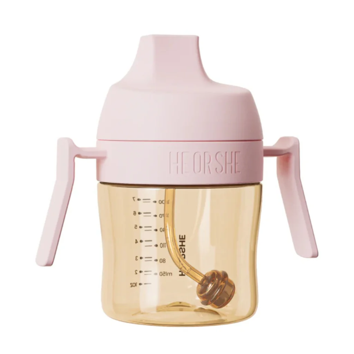 Copo de Treinamento Infantil com Canudo HEORSHE 210ML 6M+ Pink on Luna Baby Store Miami