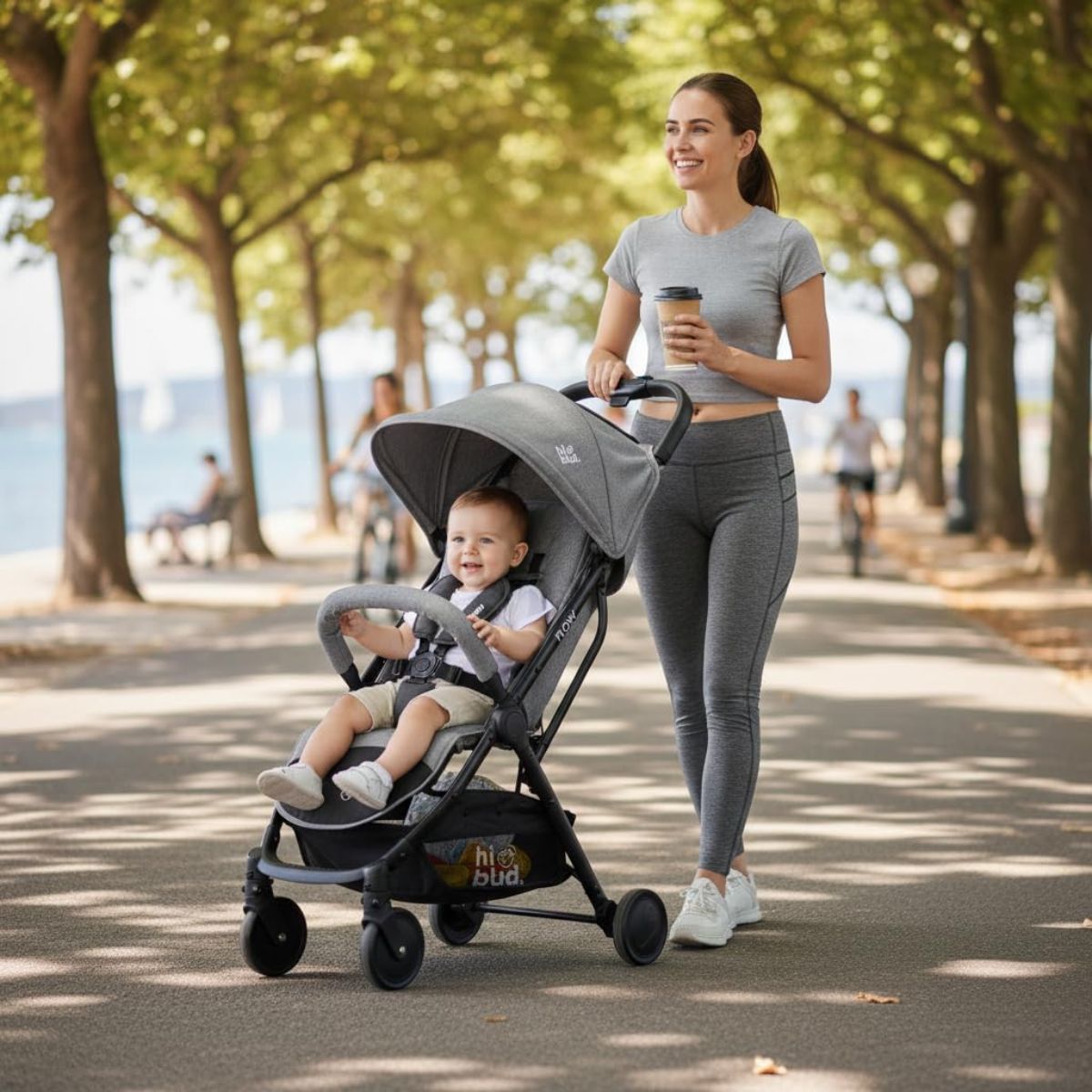 HIBUD FLOW Ultra-Compact Travel Stroller - Grey on Luna Baby Store Miami