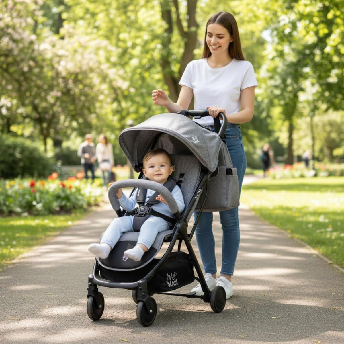 HIBUD FLOW Ultra-Compact Travel Stroller - Grey on Luna Baby Store Miami