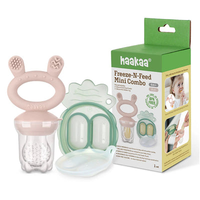 Haakaa Silicone Combo Mini Congelar e Alimentar - Rosa Blush