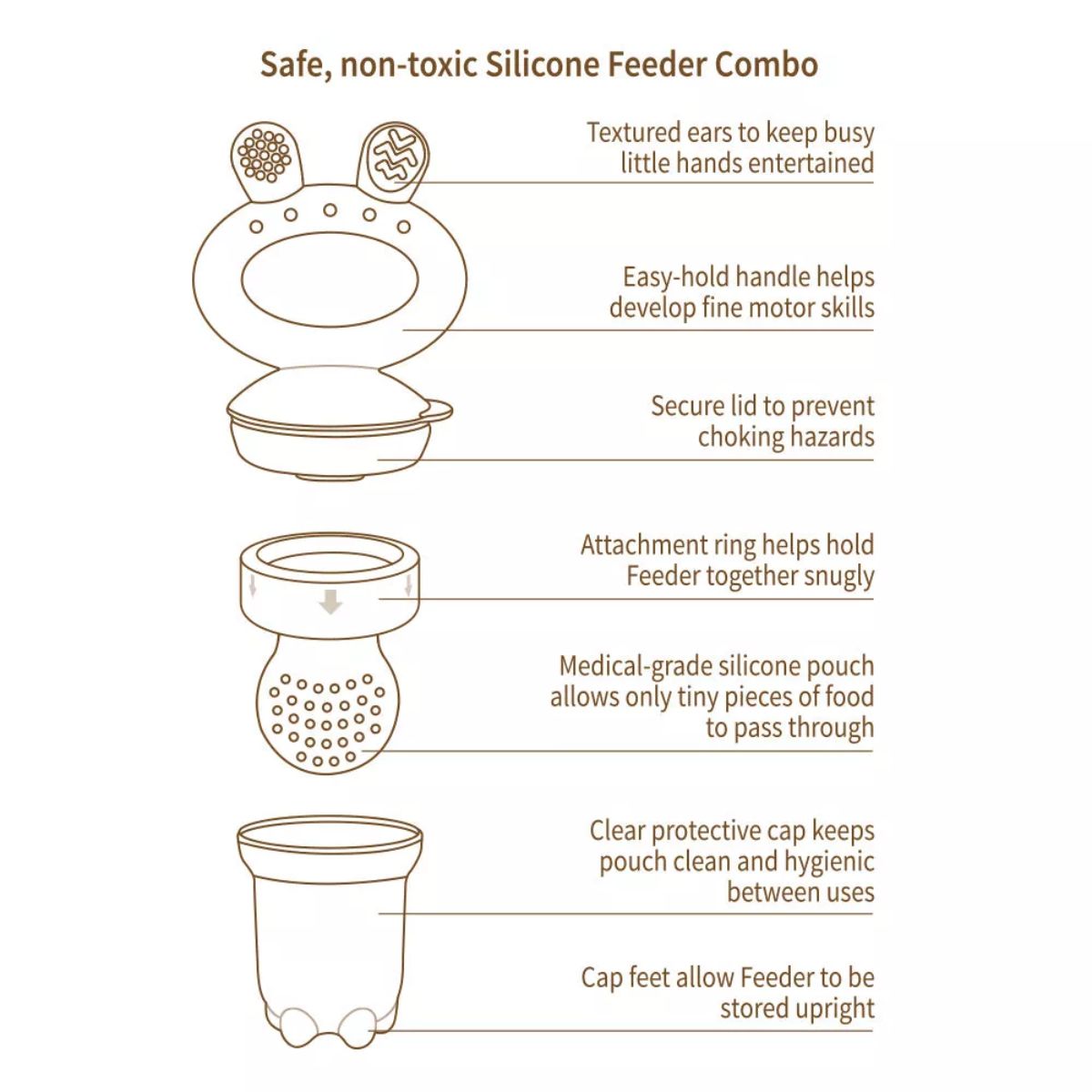 Alimentador Infantil de Silicone + Bandeja Haakaa Freeze-N-Feed Mini Blush