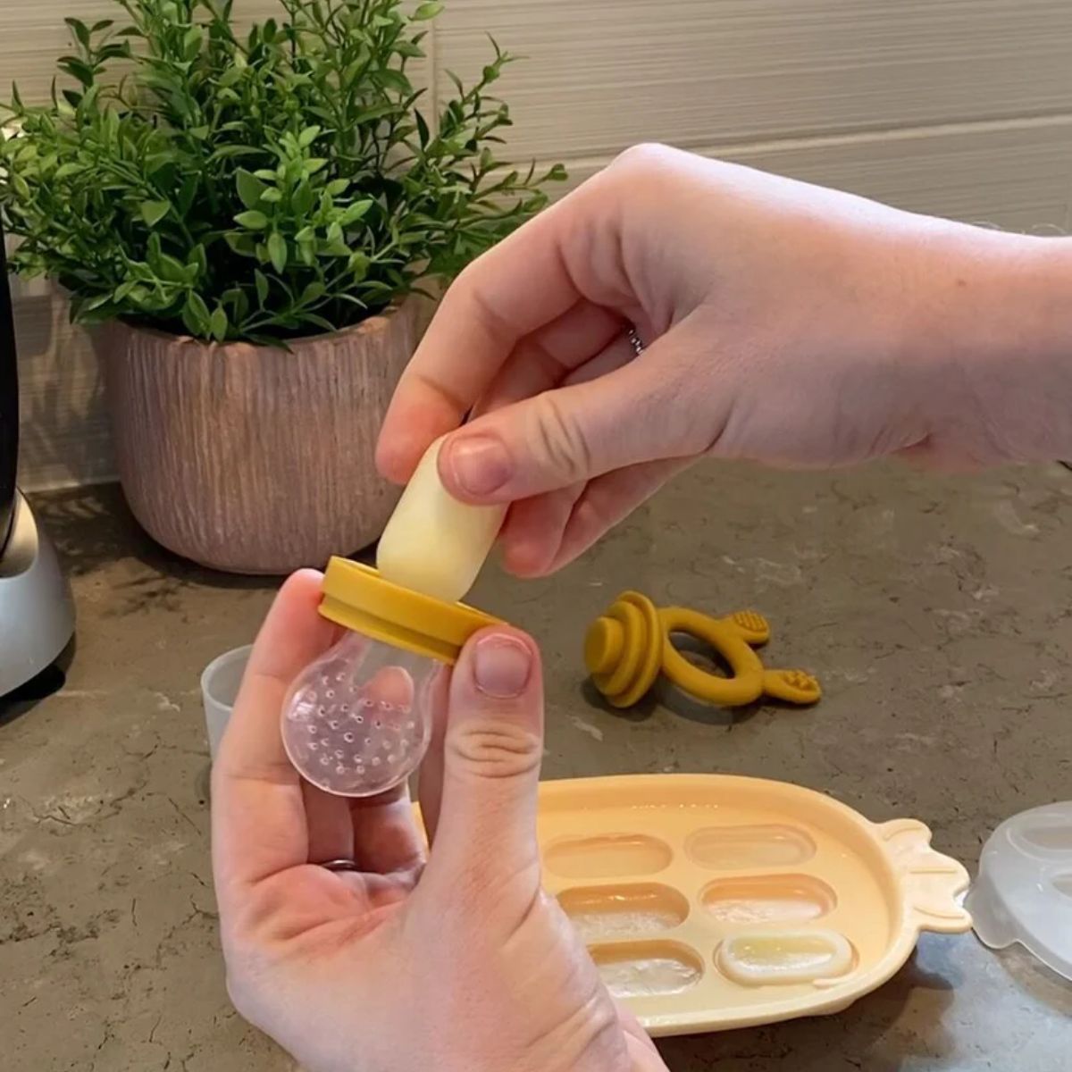 Bandeja de Silicone Para Congelar Alimento Infantil Haakaa Blush on Luna Baby Store Miami