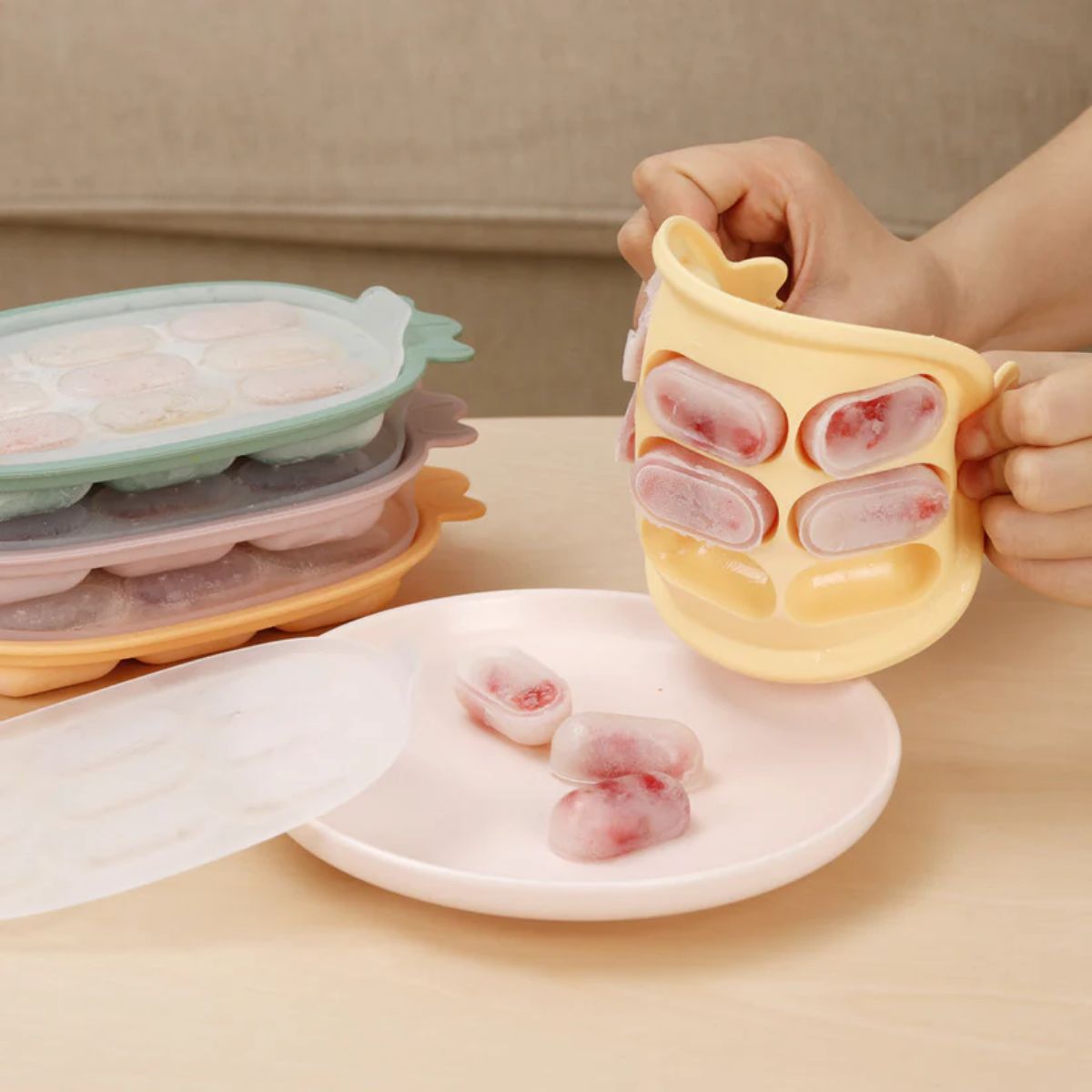 Bandeja de Silicone Para Congelar Alimento Infantil Haakaa Blush on Luna Baby Store Miami