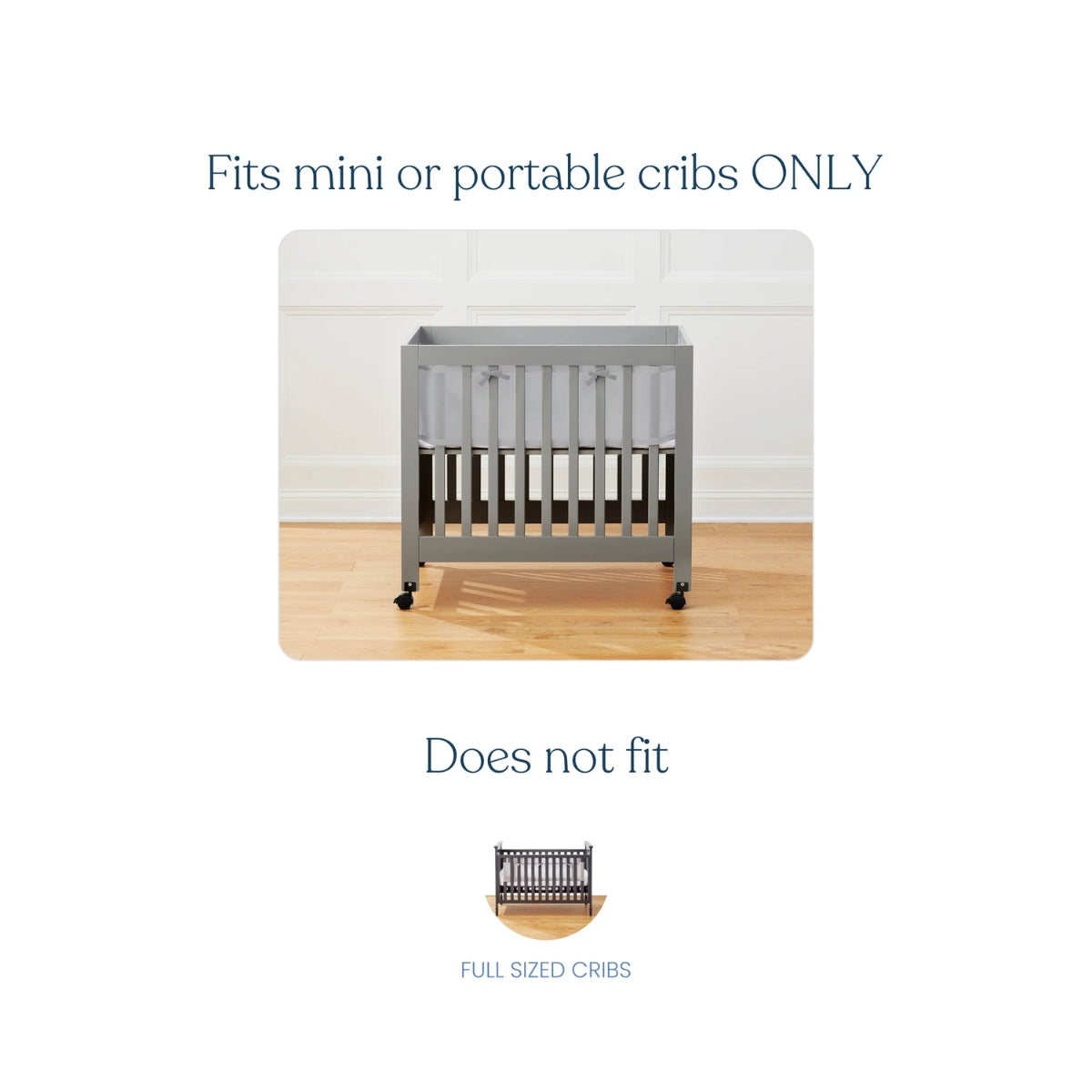 Halo Breathable Mesh Crib Liner for Mini Crib - White