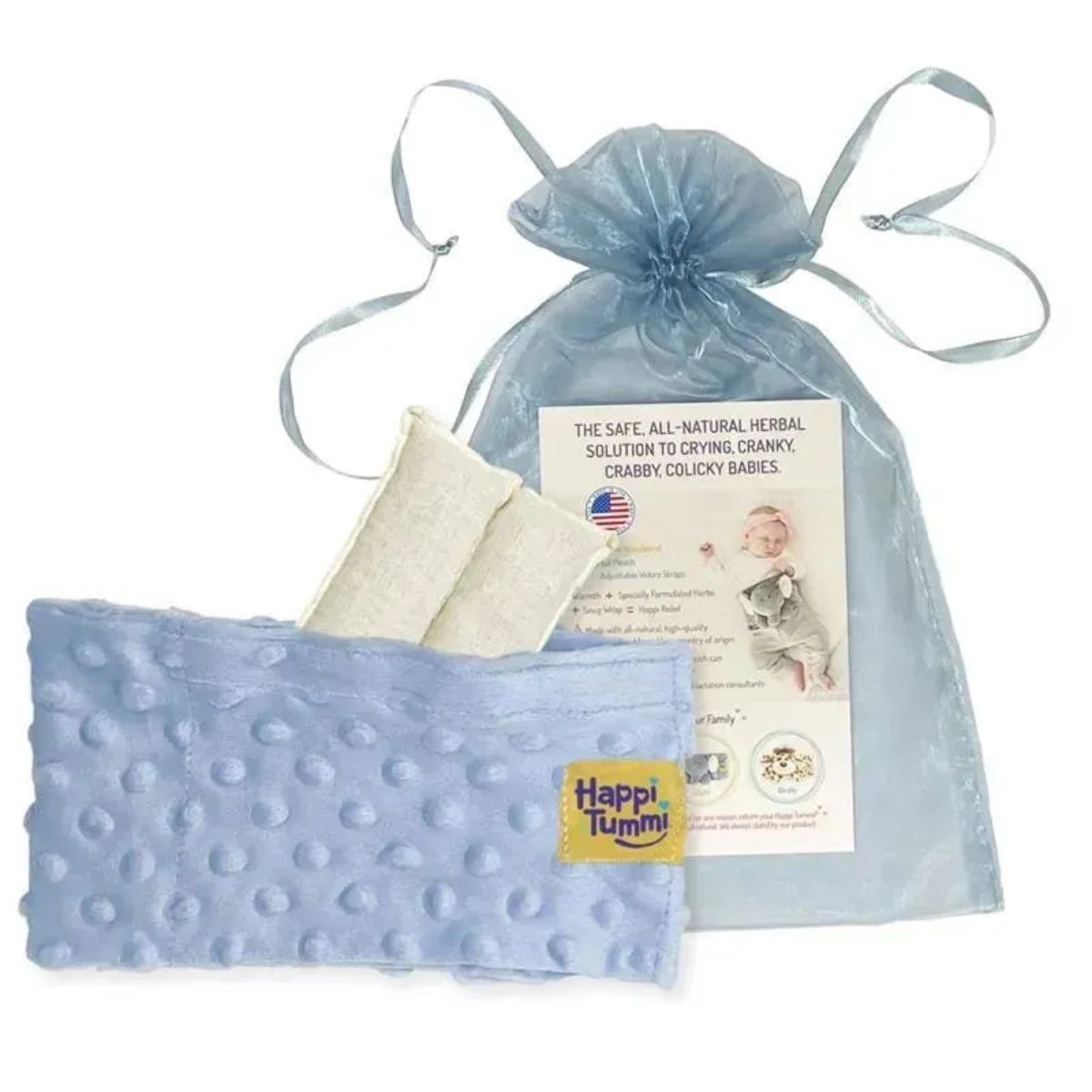 Cinta Térmica Para Alívio das Cólicas e Gases dos Bebês Happi Tummi Azul on Luna Baby Store Miami