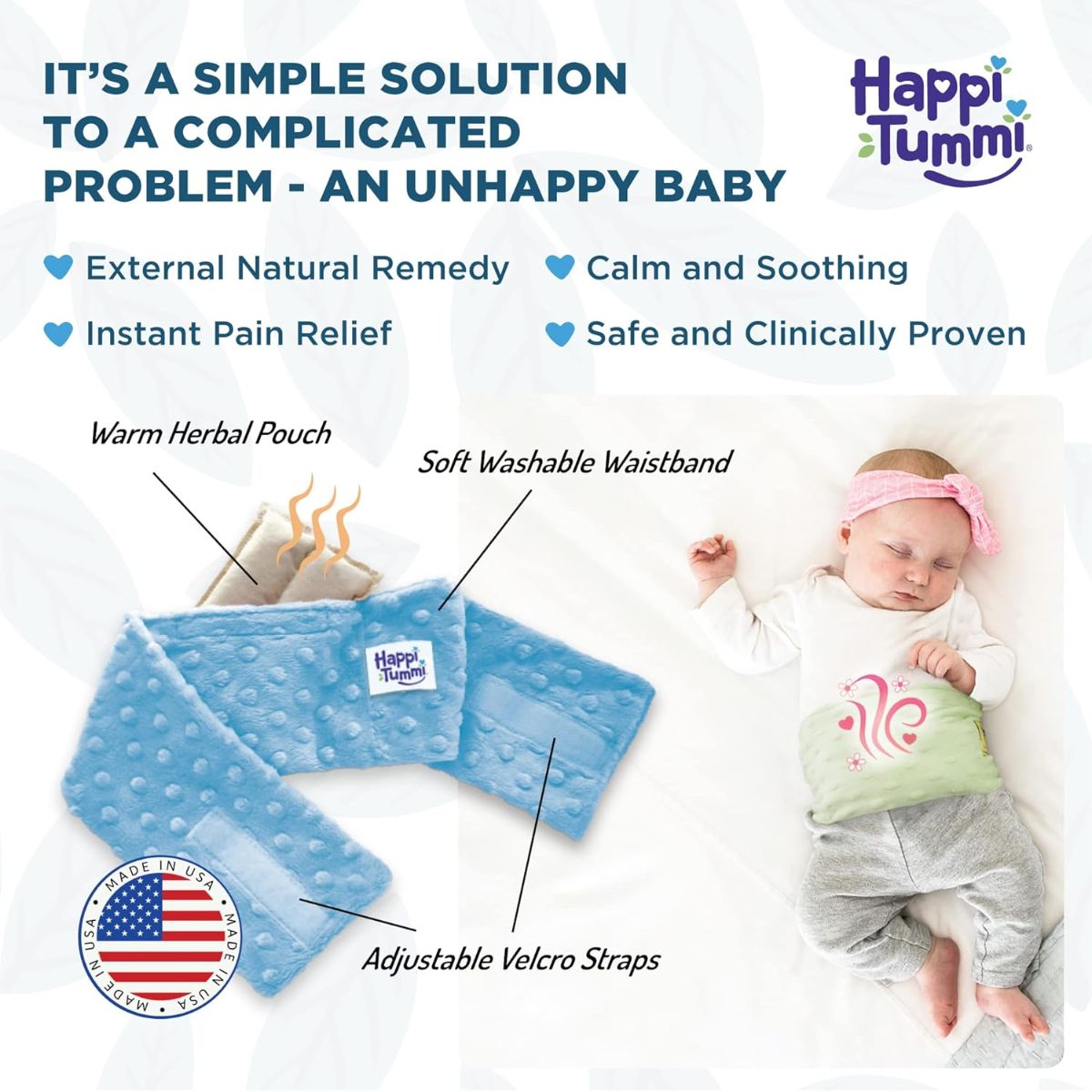 Cinta Térmica Para Alívio das Cólicas e Gases dos Bebês Happi Tummi Rosa on Luna Baby Store Miami