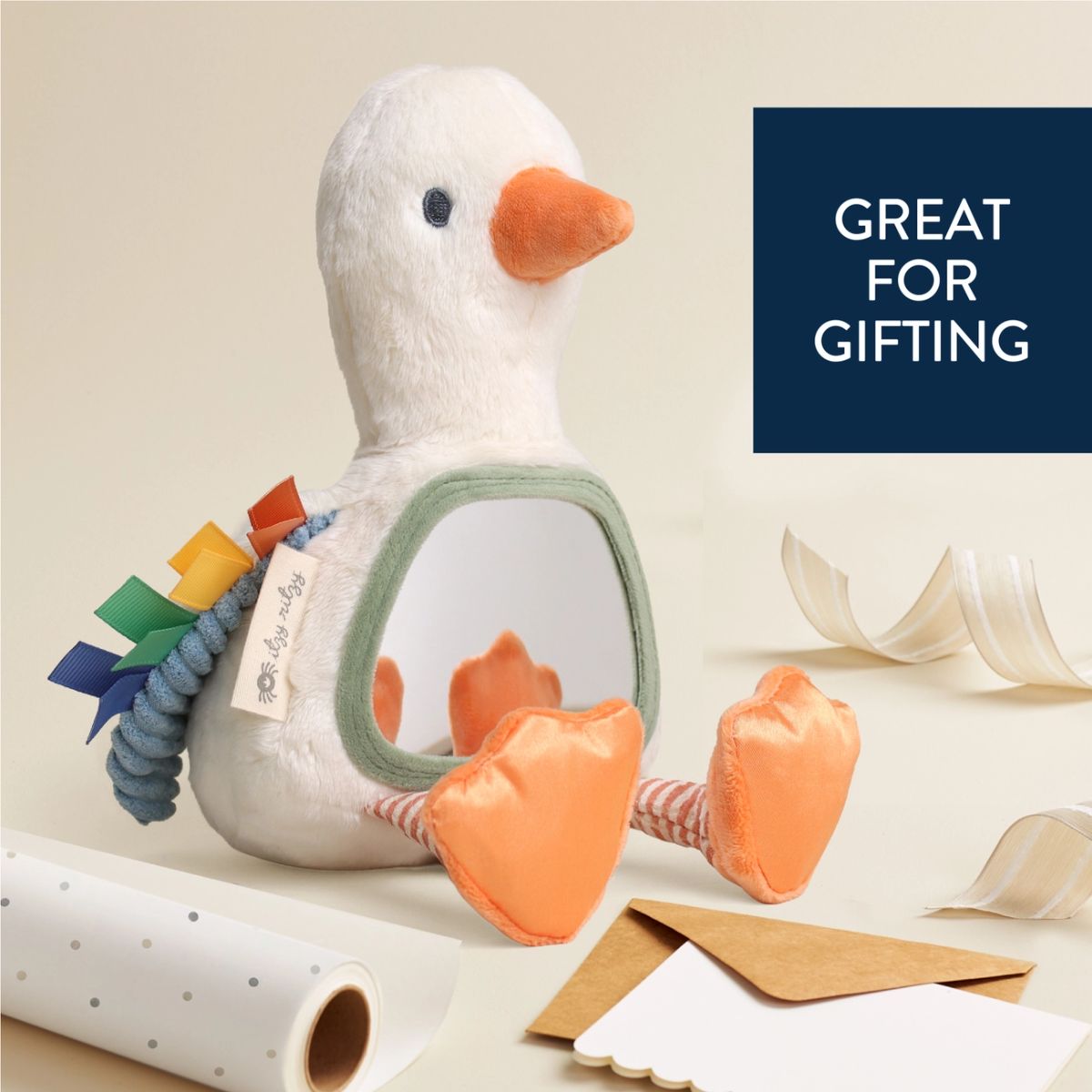 Itzy Bitzy Mirror Sensory Tummy Time Mirror - Gracie the Goose on Luna Baby Store Miami