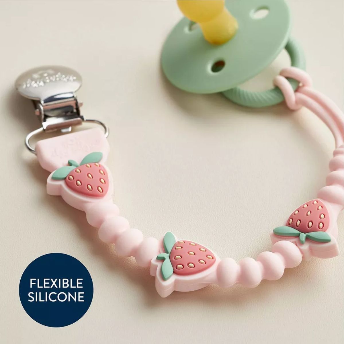 Itzy Ritzy Beaded Pacifier Clip - Strawberry