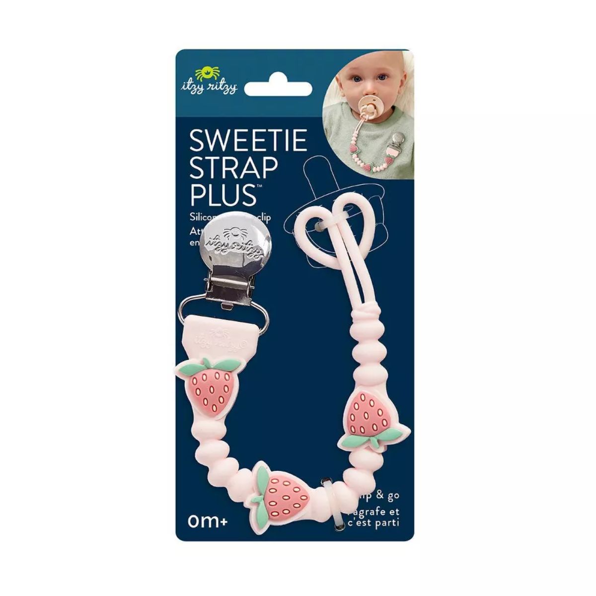 Itzy Ritzy Beaded Pacifier Clip - Strawberry on Luna Baby Store Miami