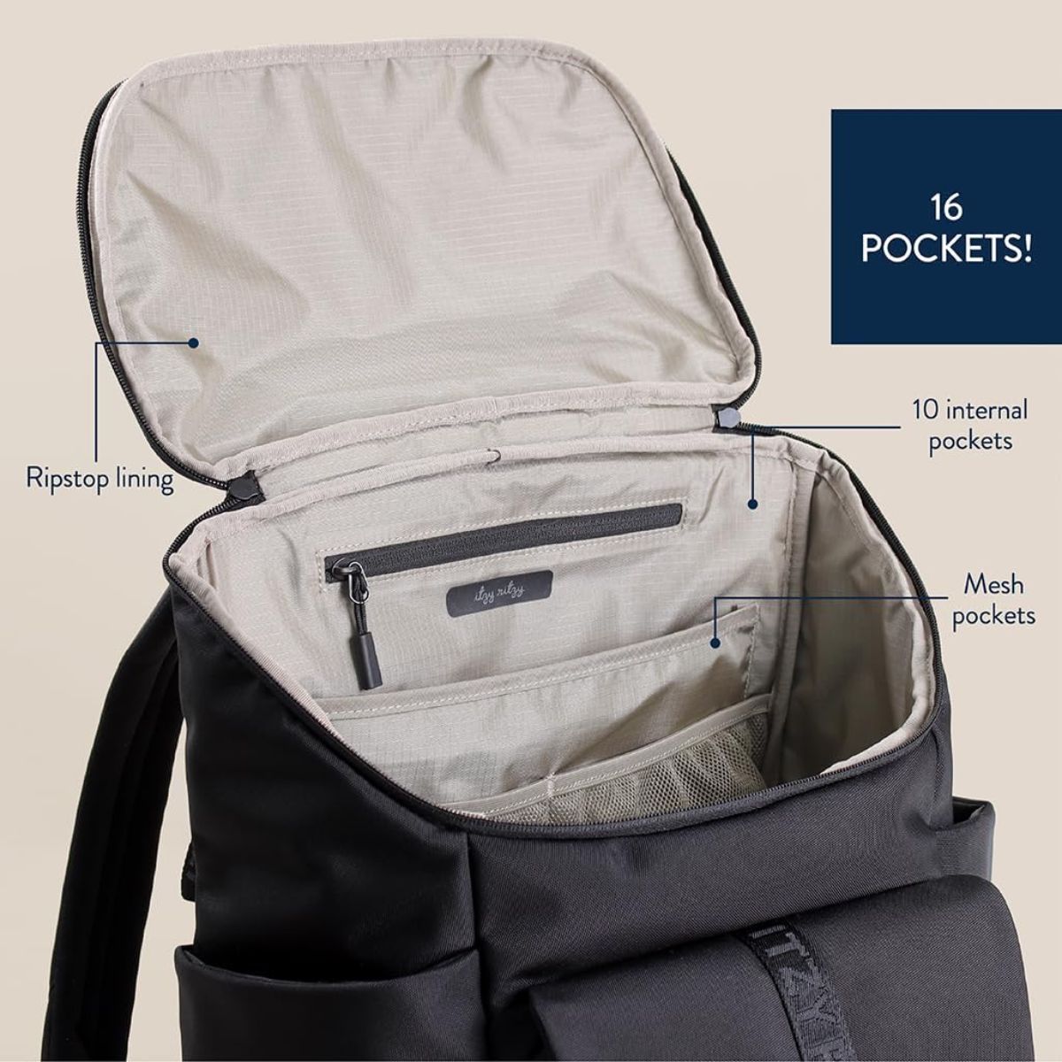 Mochila Maternidade Itzy Ritzy Belong Bucket Black
