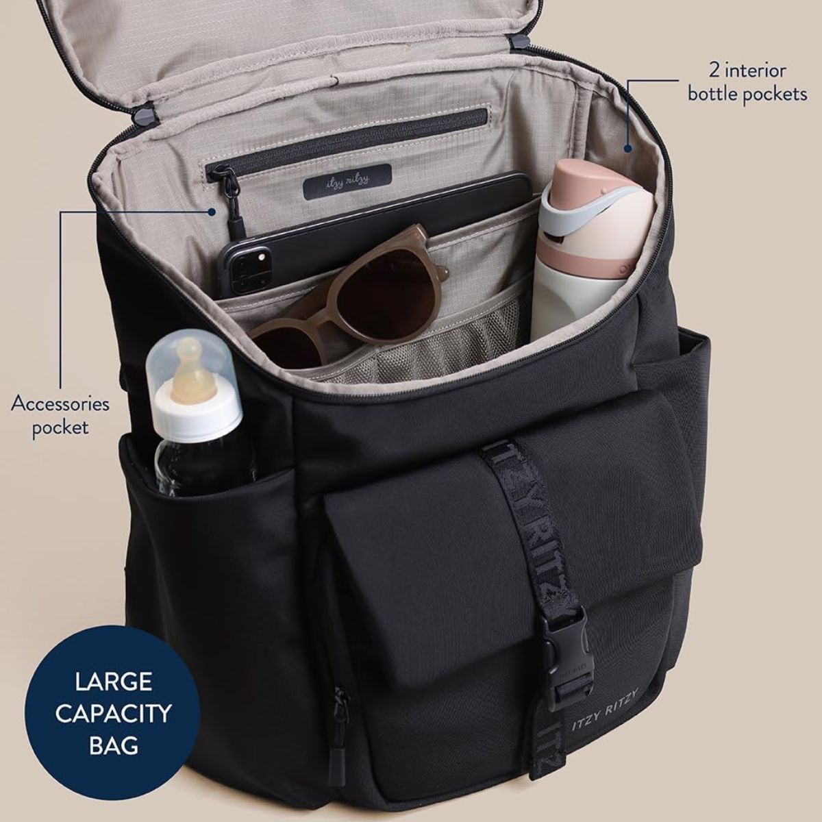 Mochila Maternidade Itzy Ritzy Belong Bucket Black