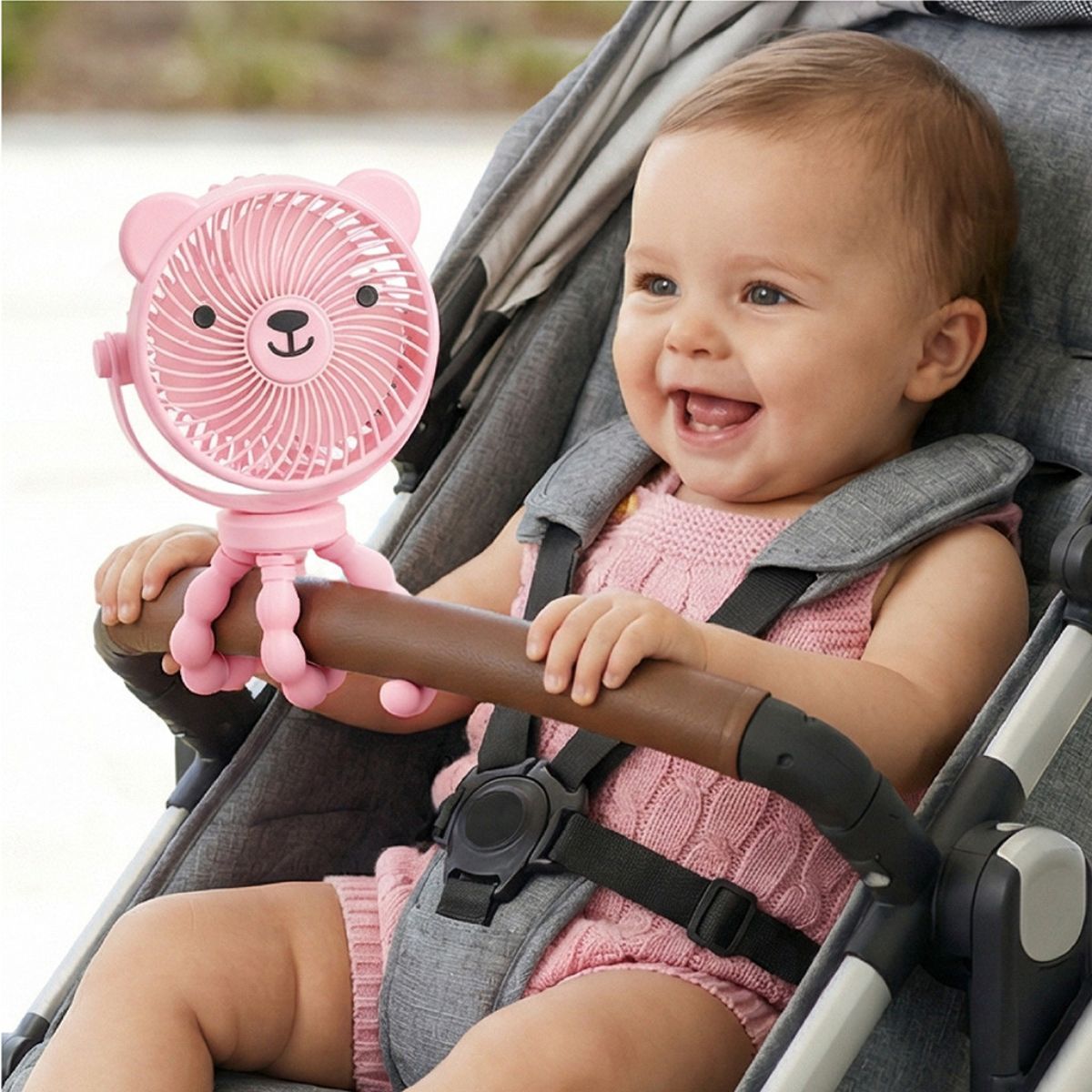 Itzy Ritzy Breeze 3-Speed Stroller Fan - Pink on Luna Baby Store Miami
