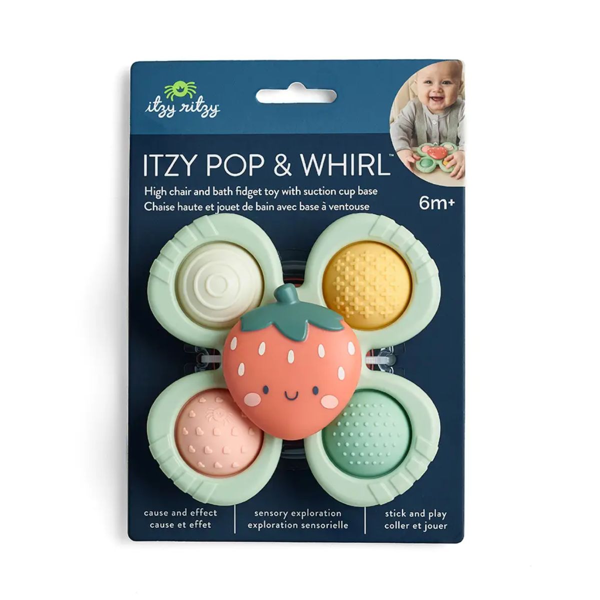 Itzy Ritzy Pop & Whirl Fidget Spinner Travel & Bath Toy - Strawberry