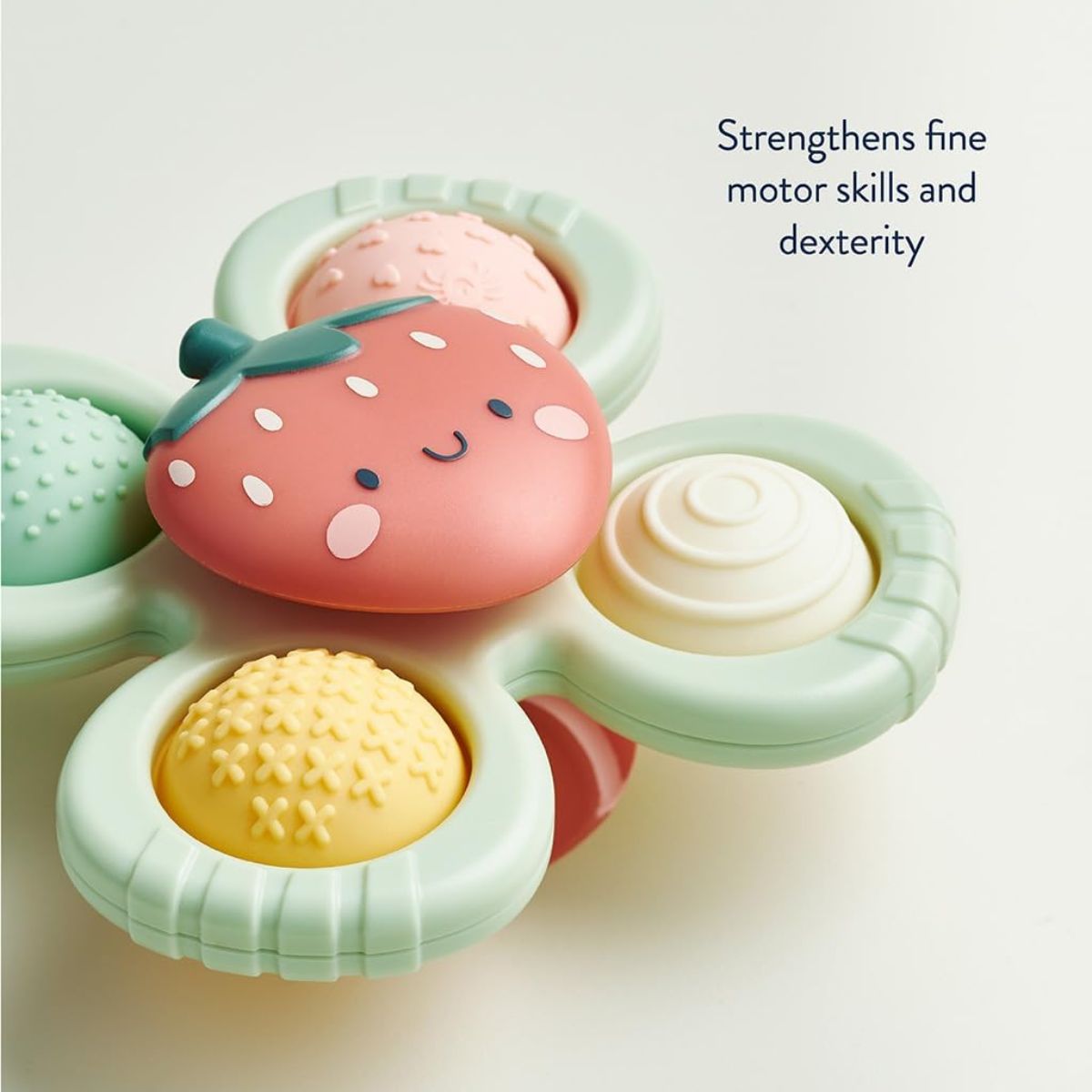 Itzy Ritzy Pop & Whirl Fidget Spinner Travel & Bath Toy - Strawberry on Luna Baby Store Miami