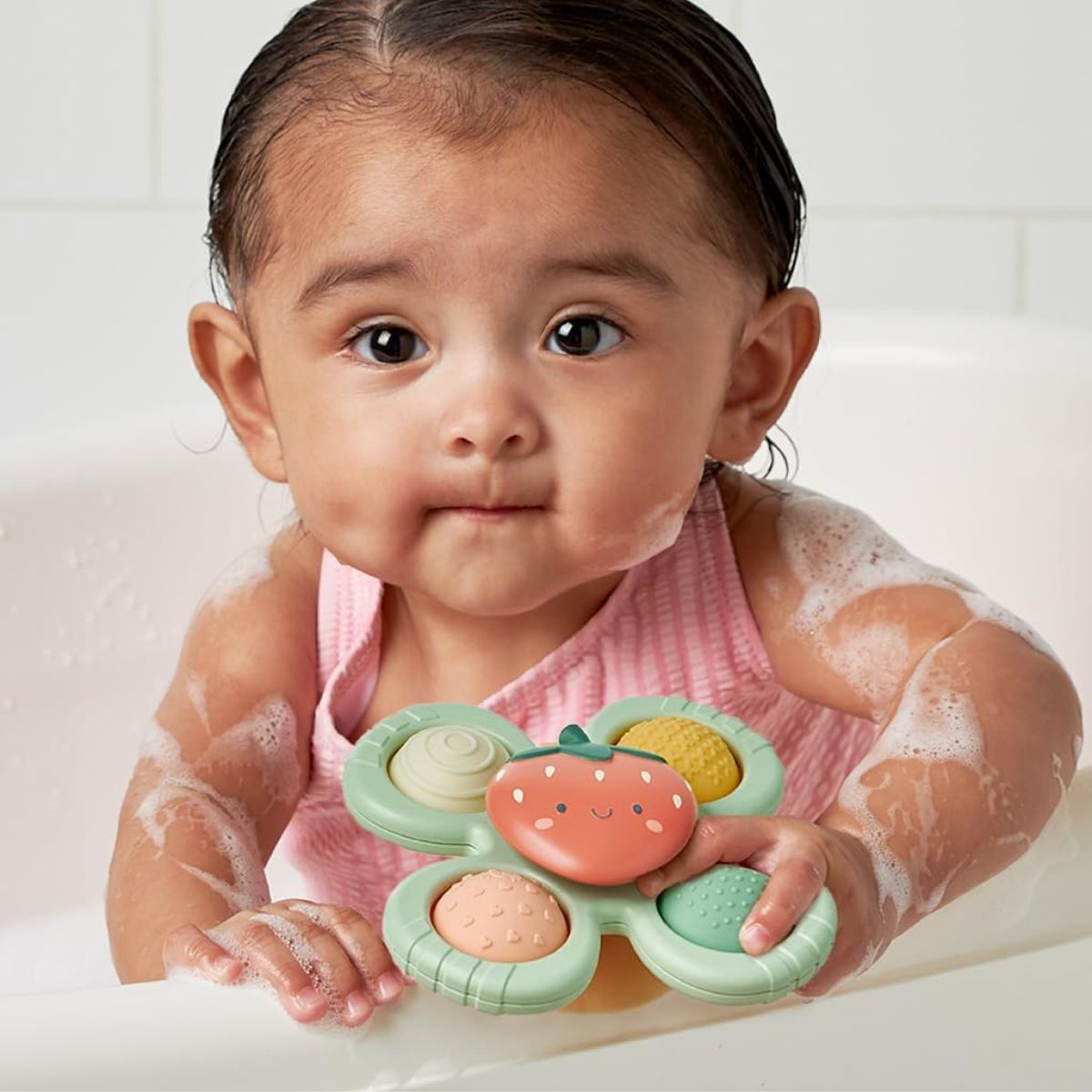 Itzy Ritzy Pop & Whirl Fidget Spinner Travel & Bath Toy - Strawberry