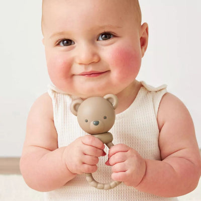 Itzy Ritzy Shake and Smile Silicone Baby Teether - Tan Bear