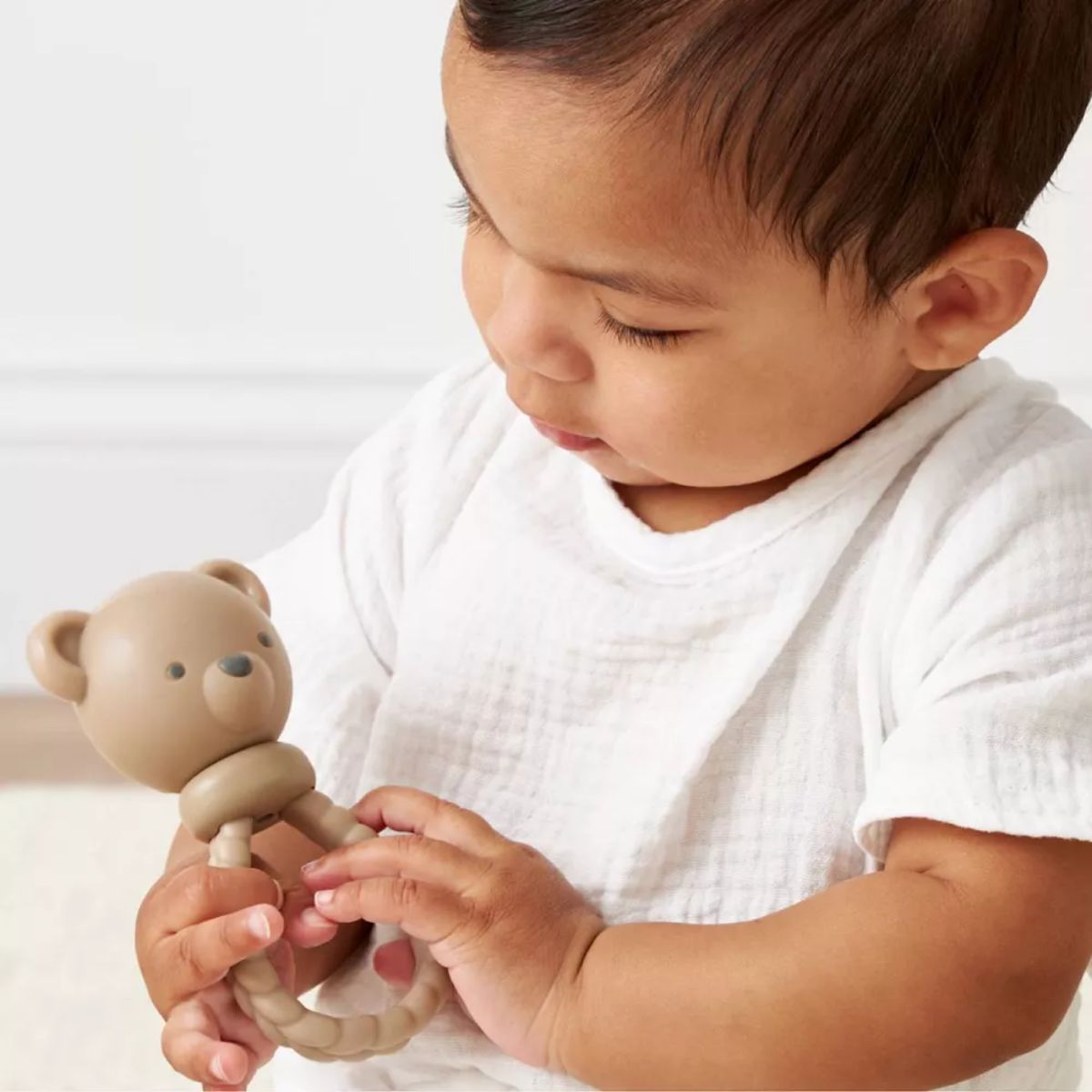 Itzy Ritzy Shake and Smile Silicone Baby Teether - Tan Bear