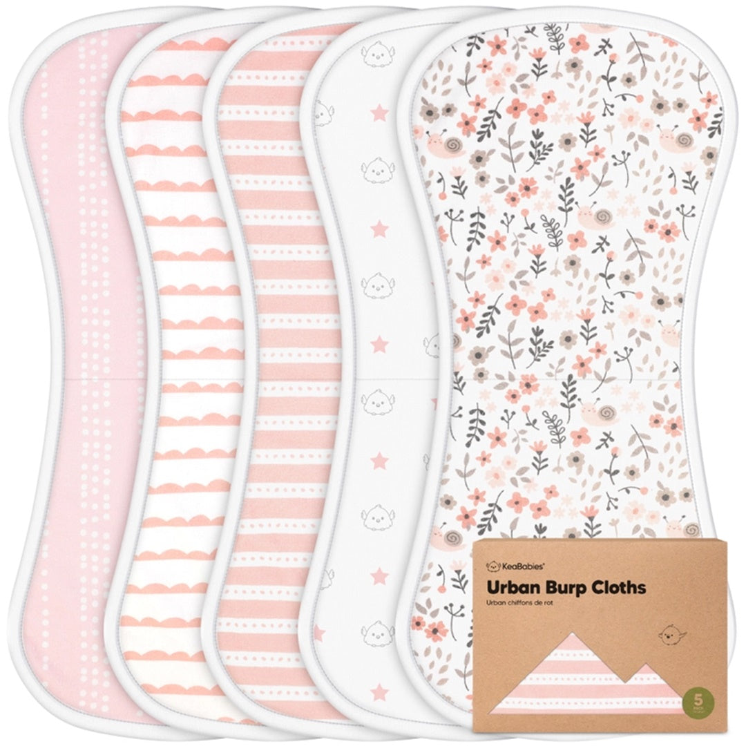 KeaBabies 5-Pack Softe Burp Cloths Sweet Charm on Luna Baby Store Miami