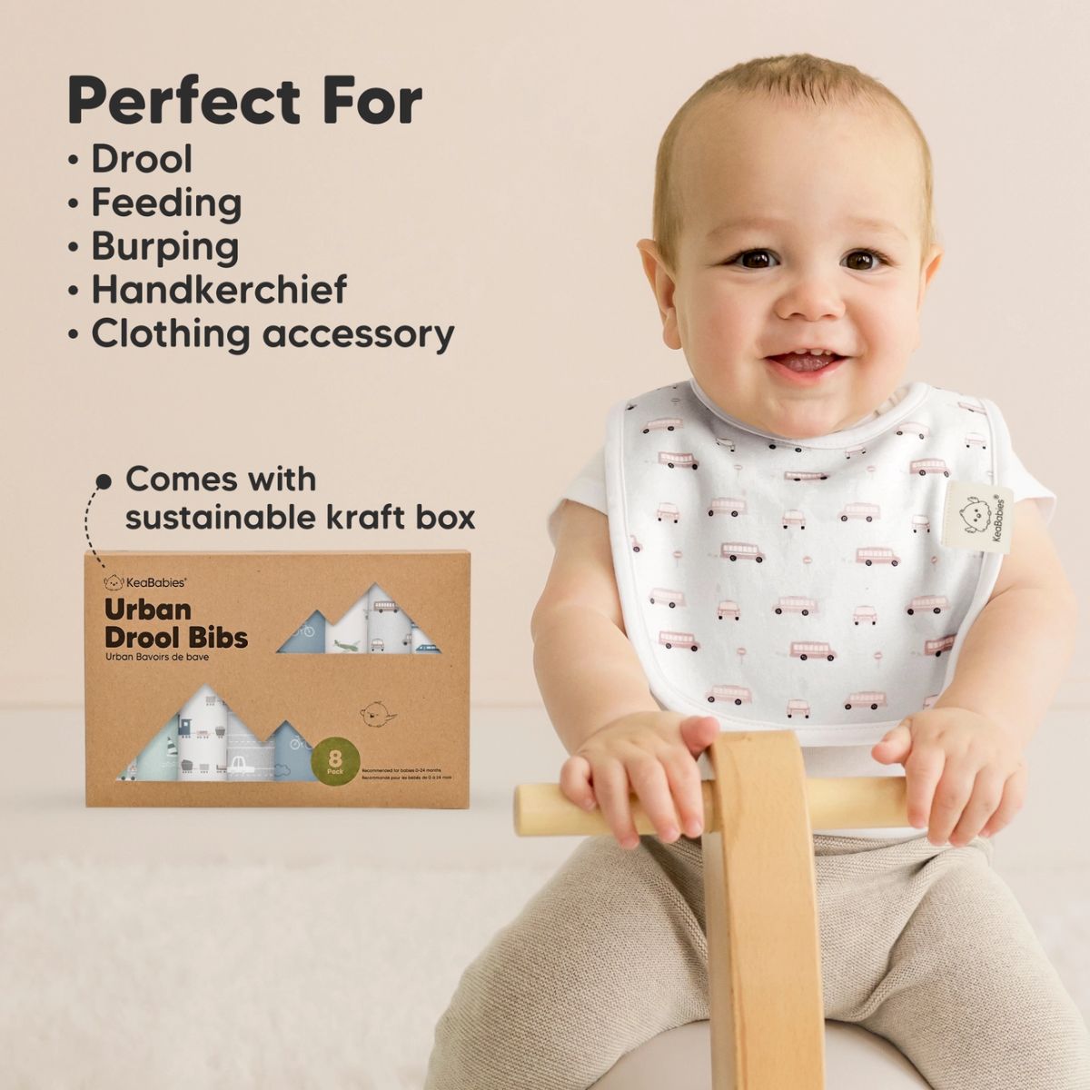 Kit Babador Keababies Urban Drool 08 Unidades 0-24M Vessels


