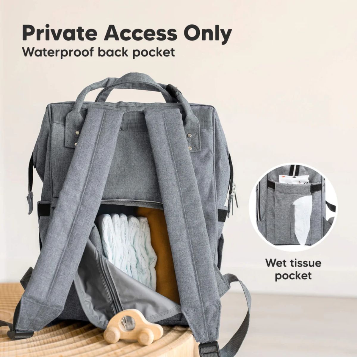 Mochila Maternidade KeaBabies Original Classic Gray on Luna Baby Store Miami