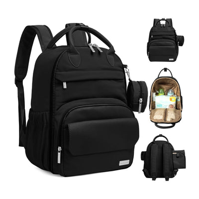 KeaBabies Play Diaper Backpack with Changing Pad - Trendy Black