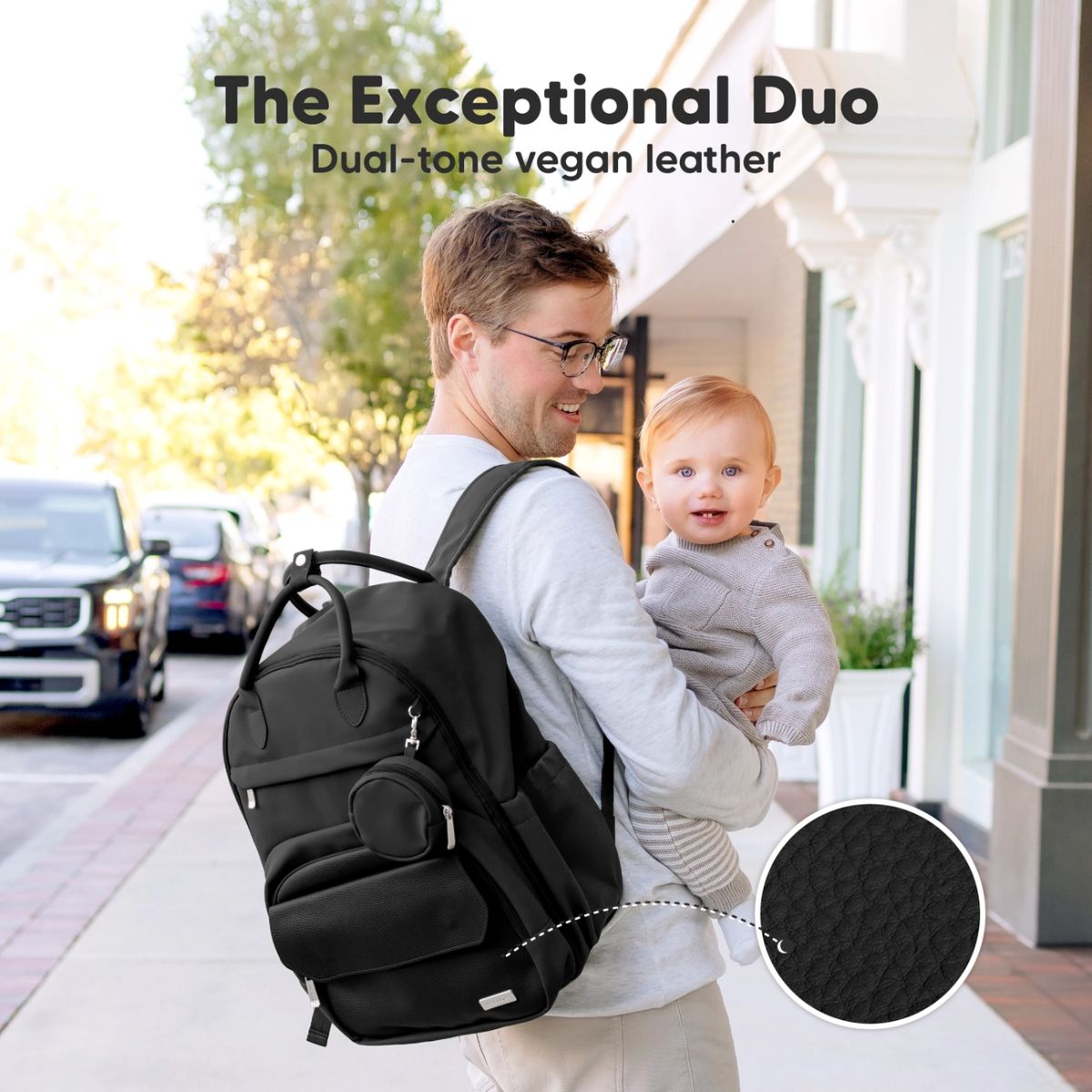 KeaBabies Play Diaper Backpack with Changing Pad - Trendy Black