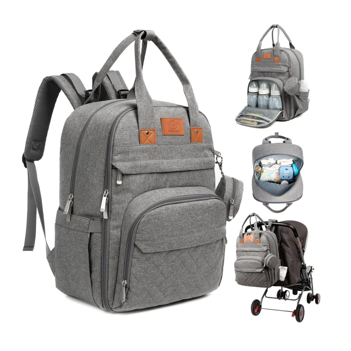 KeaBabies Rove Diaper Backpack - Classic Grey