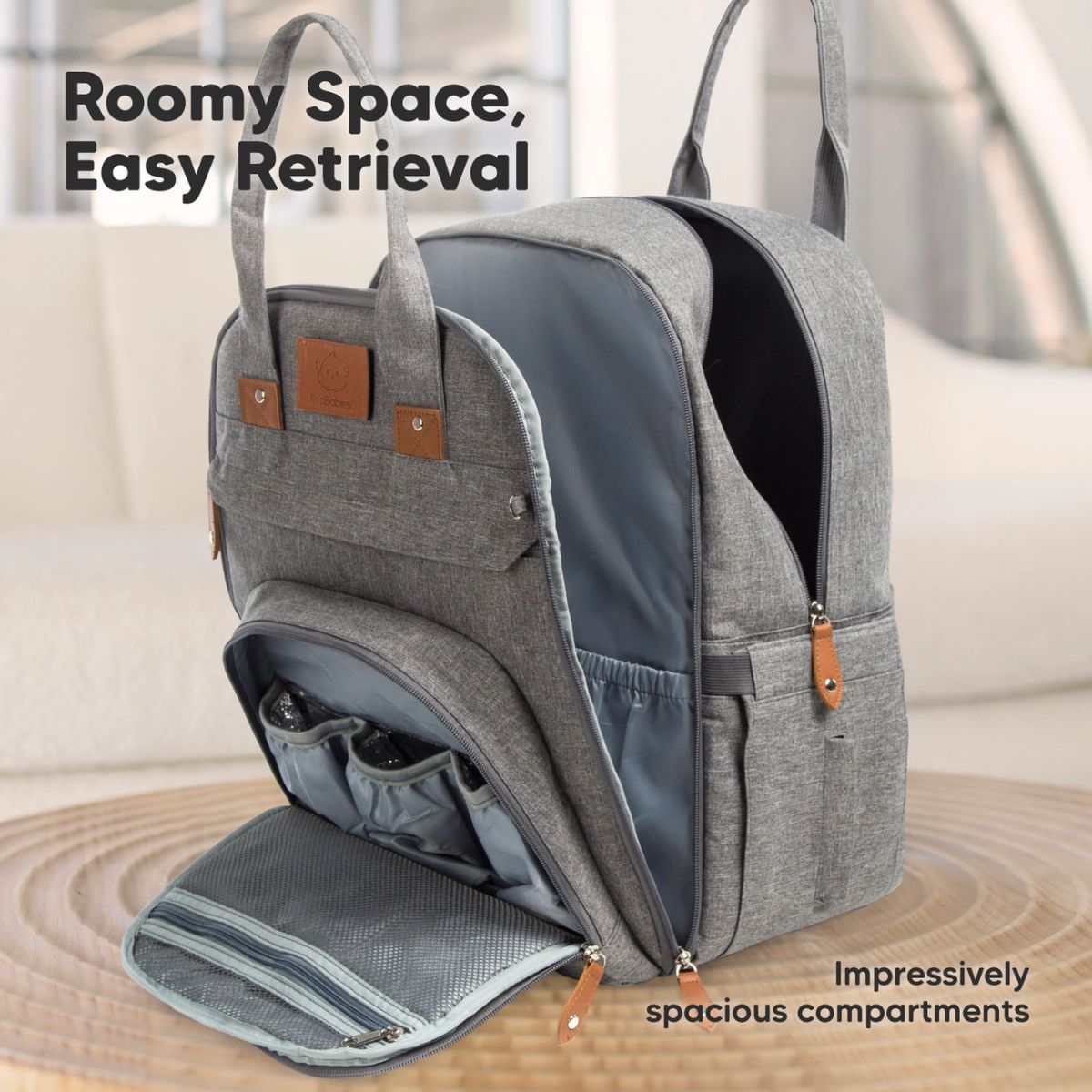 KeaBabies Rove Diaper Backpack - Classic Grey