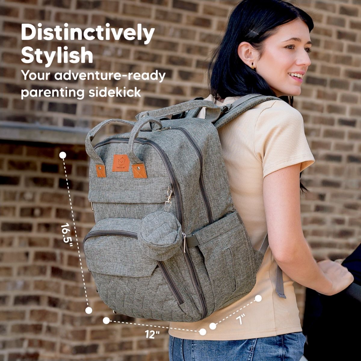 KeaBabies Rove Diaper Backpack - Classic Grey