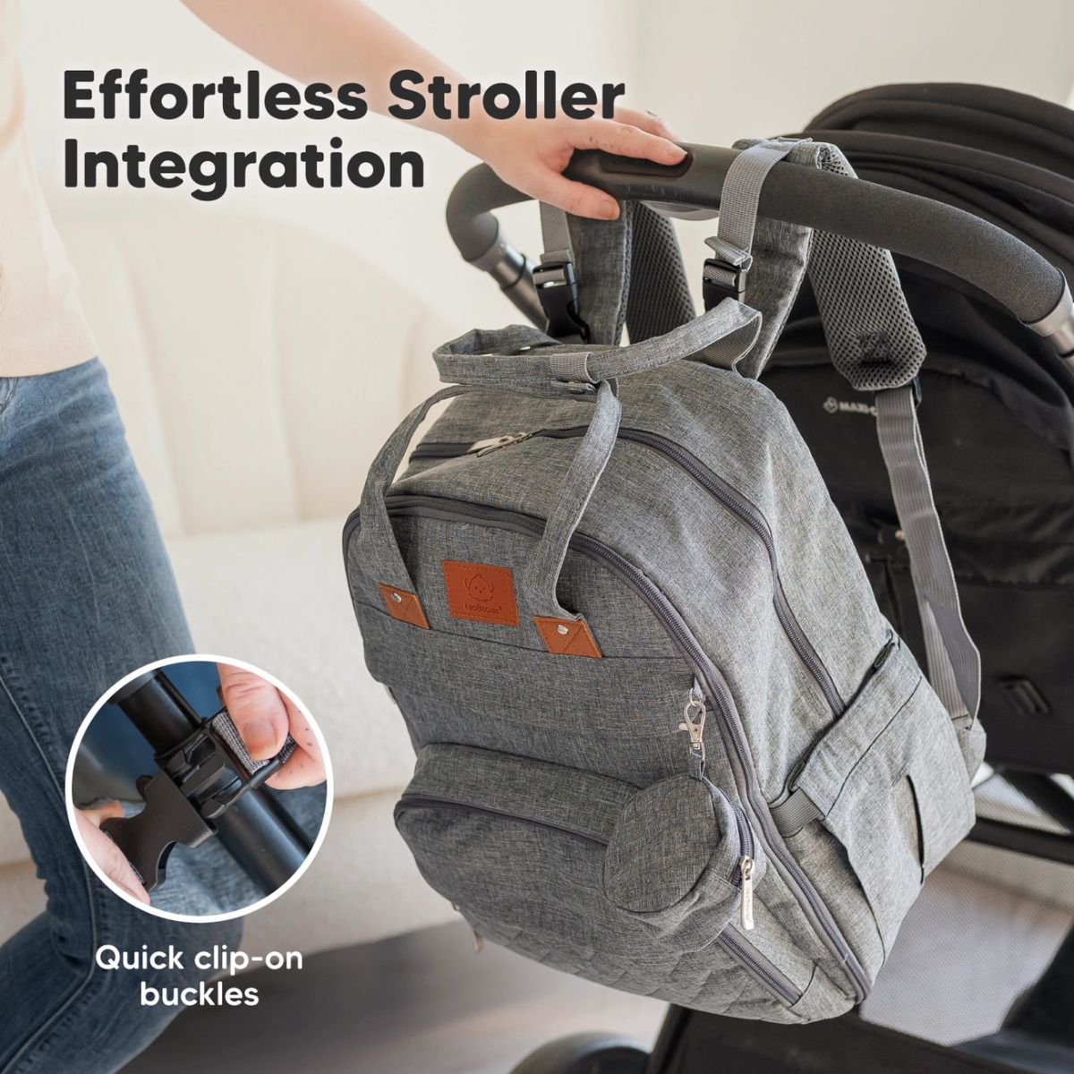 KeaBabies Rove Diaper Backpack - Classic Grey