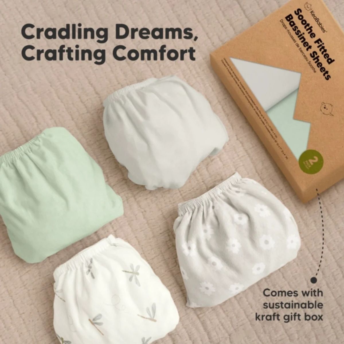 Kit de Lençol Para Moíses Soothe KeaBabies Sage - Universal

