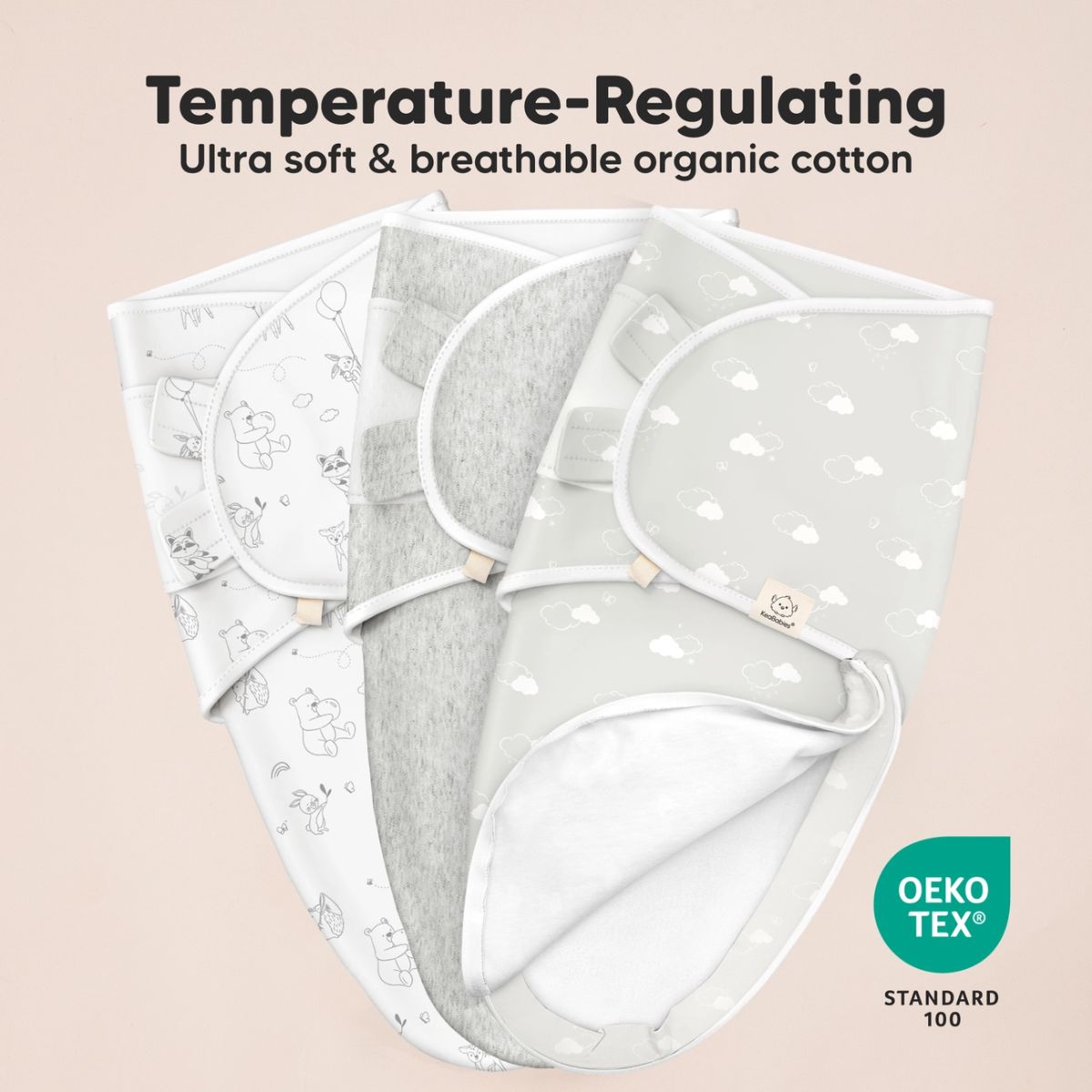 Cueiro Swaddle keaBabies Soothe Zippy 3 Peças Aspire

