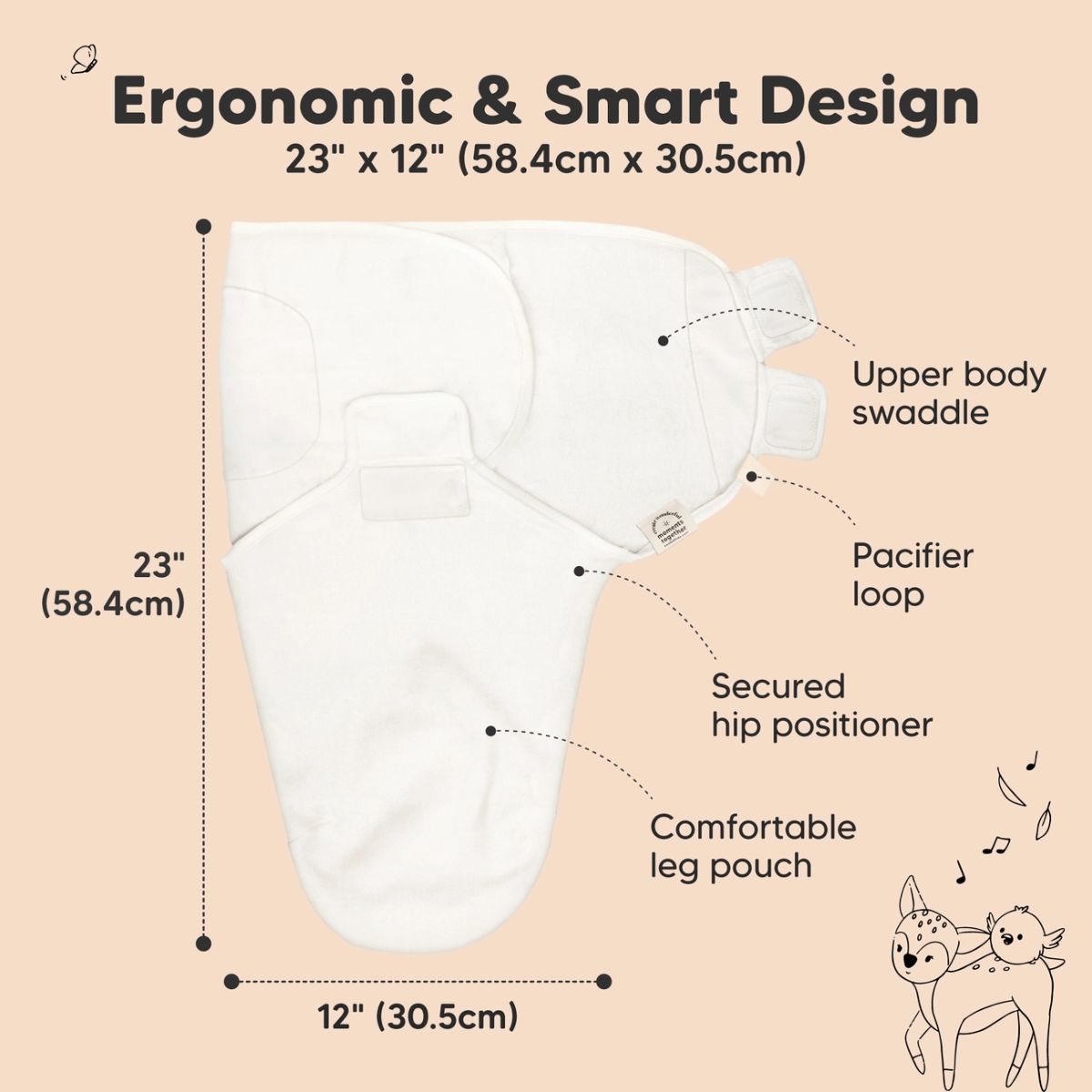 Cueiro Swaddle keaBabies Soothe Baby 3 Peças Soft White 0-3M
 on Luna Baby Store Miami