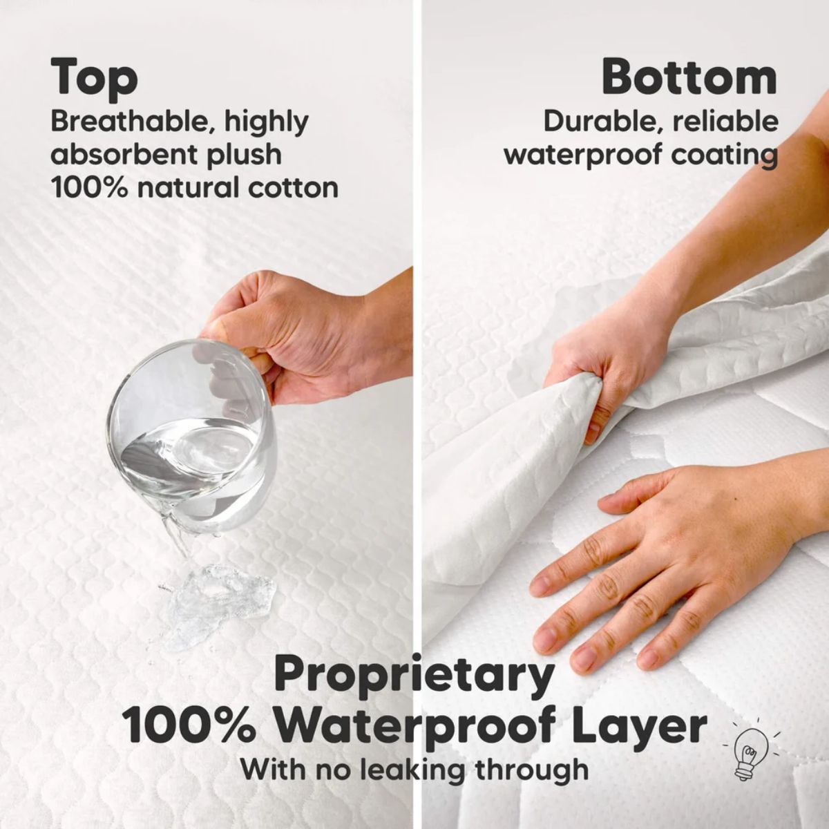 KeaBabies Waterproof Crib Mattress Protector Cover Fitted 2-Pack - Soft White
