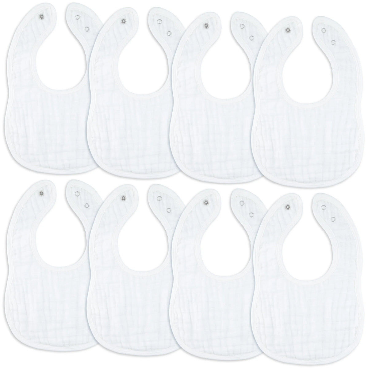 Comfy Cubs Muslin Cotton Baby Bibs White Pack of 8 on Luna Baby Store Miami