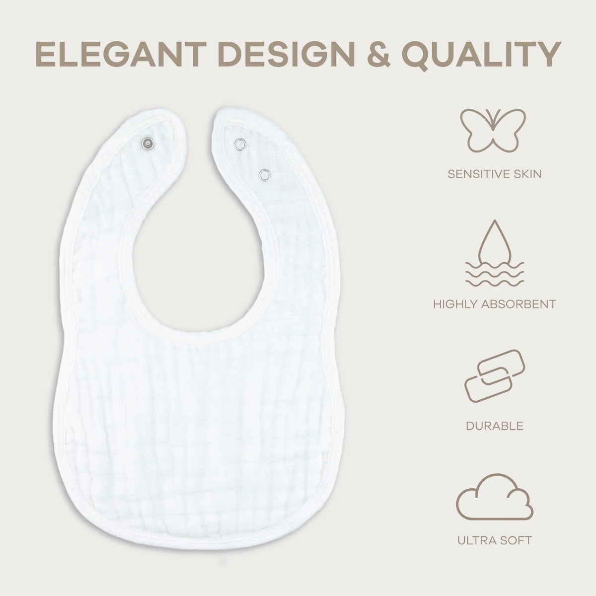 Comfy Cubs Muslin Cotton Baby Bibs White Pack of 8