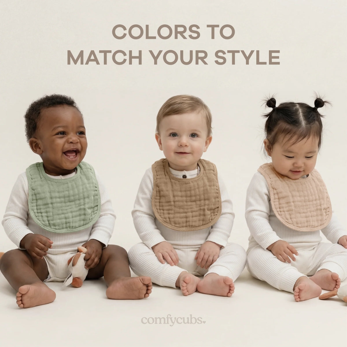 Comfy Cubs Muslin Cotton Baby Bibs White Pack of 8 on Luna Baby Store Miami