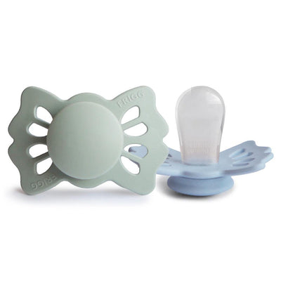 Kit de Chupetas Simétricas Lucky Mushie 0-6M Sage e Powder Blue - Mushie Babytunes