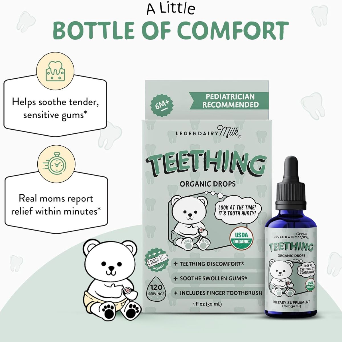 Gel Orgânico Para Alívio da Dentição Infantil Legendairy Milk