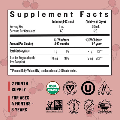 Suplemento de Ferro Orgânico Infantil Legendairy Milk com Vitamina C