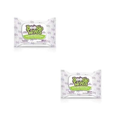 Lenços Umedecidos Com Soro Fisiológico para Nariz do Bebê Boogie Wipes Sem Perfume Com 2 Pacotes de 45 Unidades - Boogie Wipes Babytunes